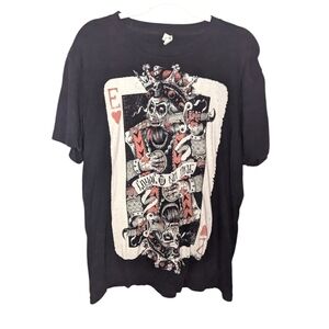 Y2K American Apparel Loyal To No One Card Skull Sword Grunge Goth shirt men L